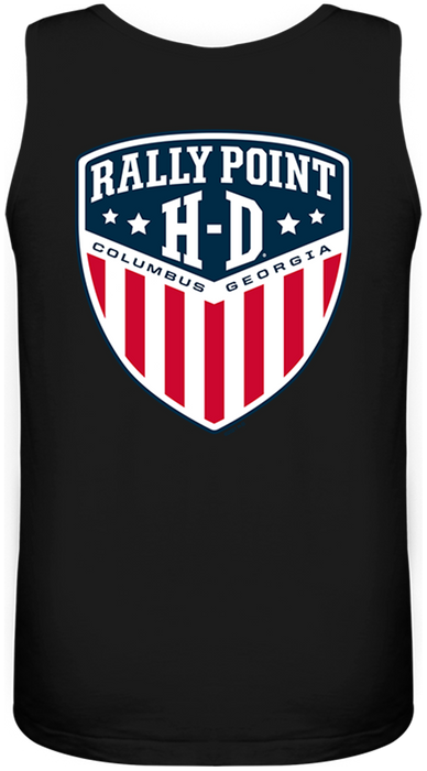 Rally Point Text Front and Shield Back Men's Tank