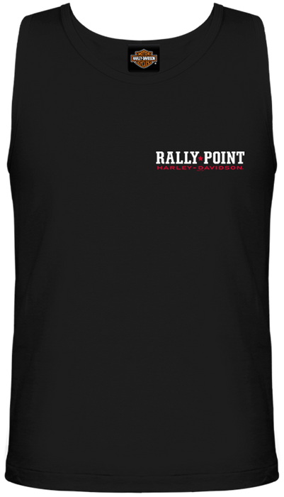 Rally Point Text Front and Shield Back Men's Tank