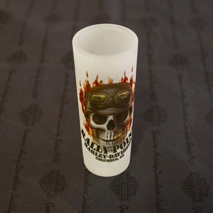 Rally Point H-D Flaming Skull Tall Shot Glass